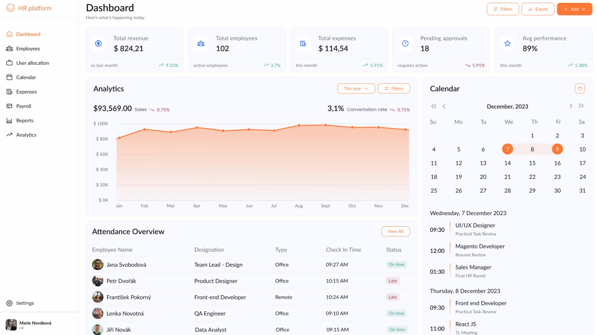 HR management ERP platform