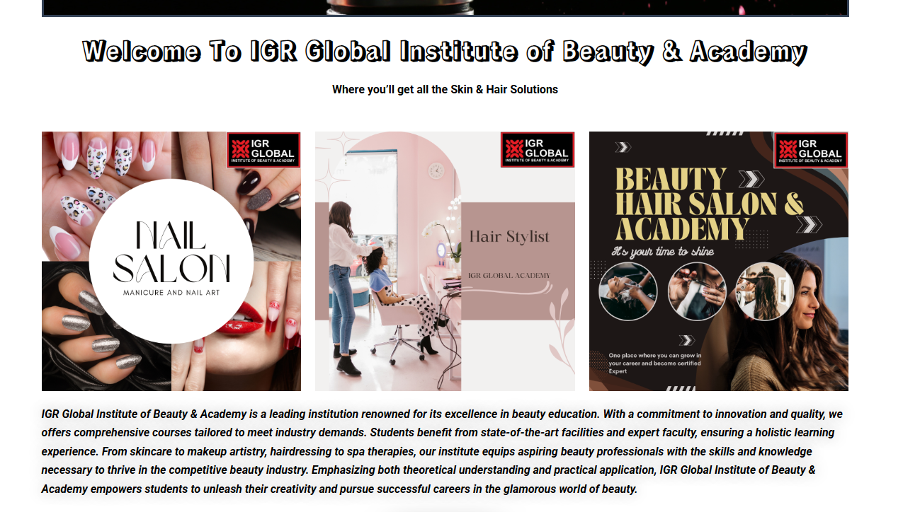 Website of Beauty Academy with Student Verification Portal - View 1