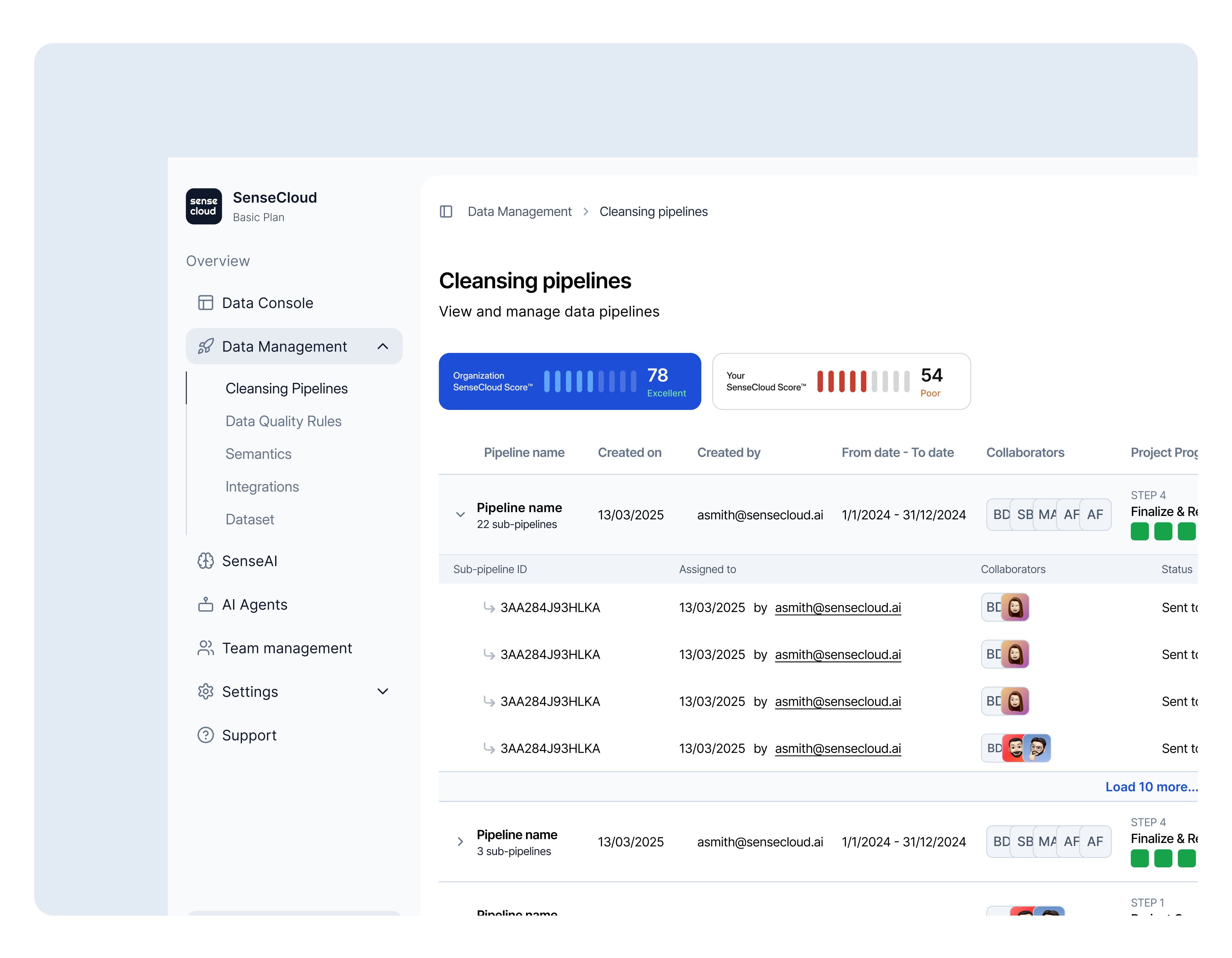 SenseCloud - Web Application UI/UX - View 1