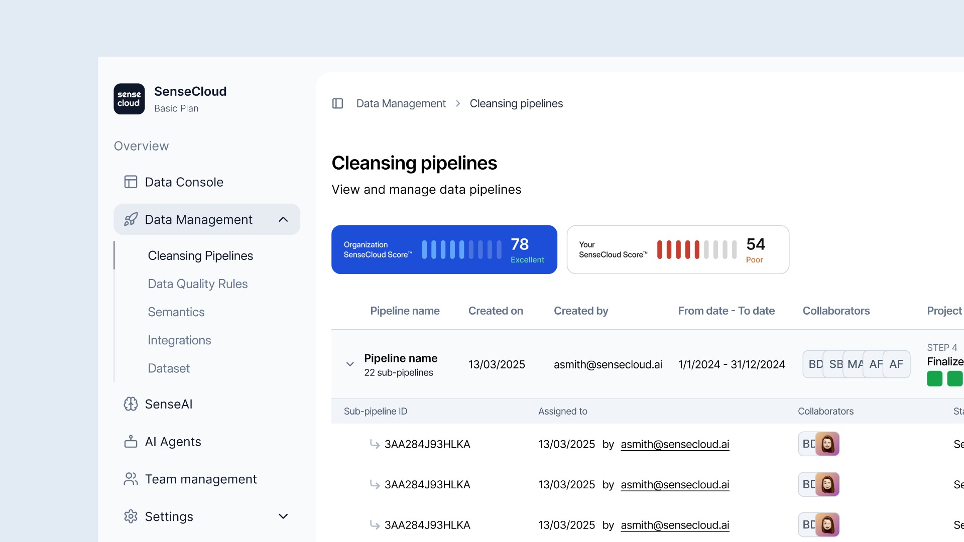 SenseCloud - Web Application UI/UX