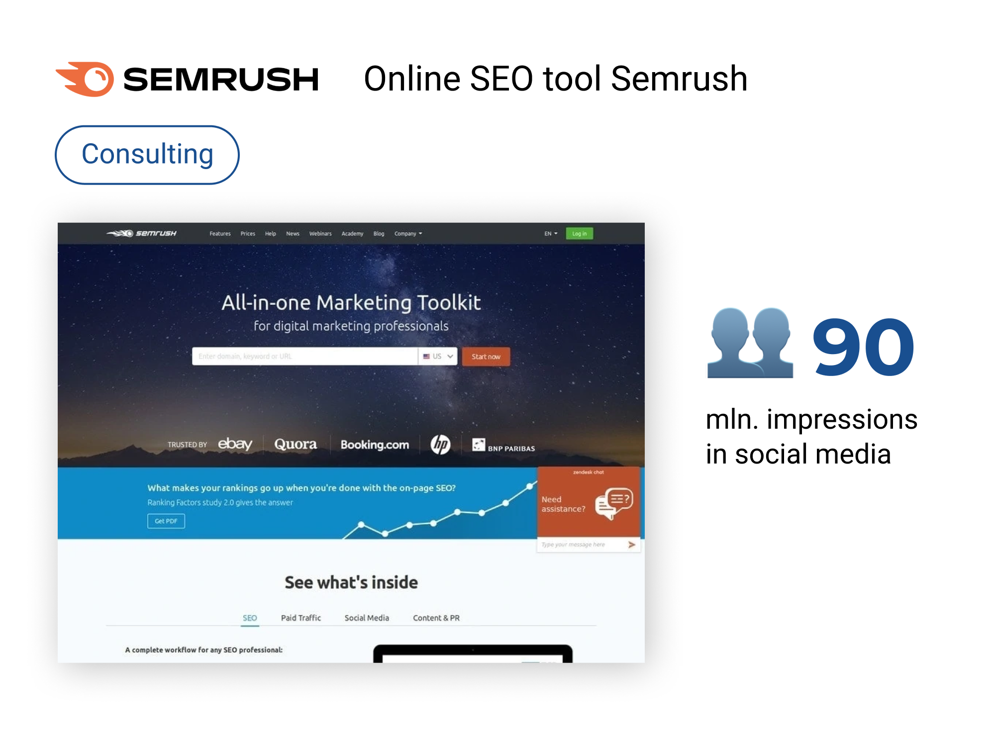 Web Analytics Consulting for Online SEO tool - View 1