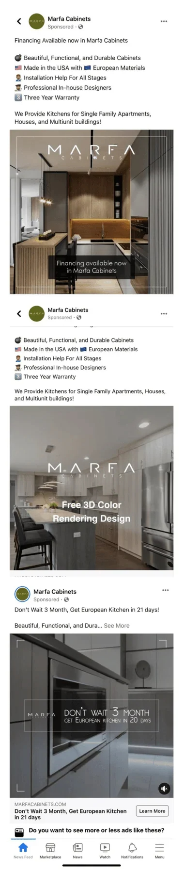 We launched digital marketing for a kitchen and furniture manufacturer, increasing the number of leads 8 times while cutting CPL in half - View 2