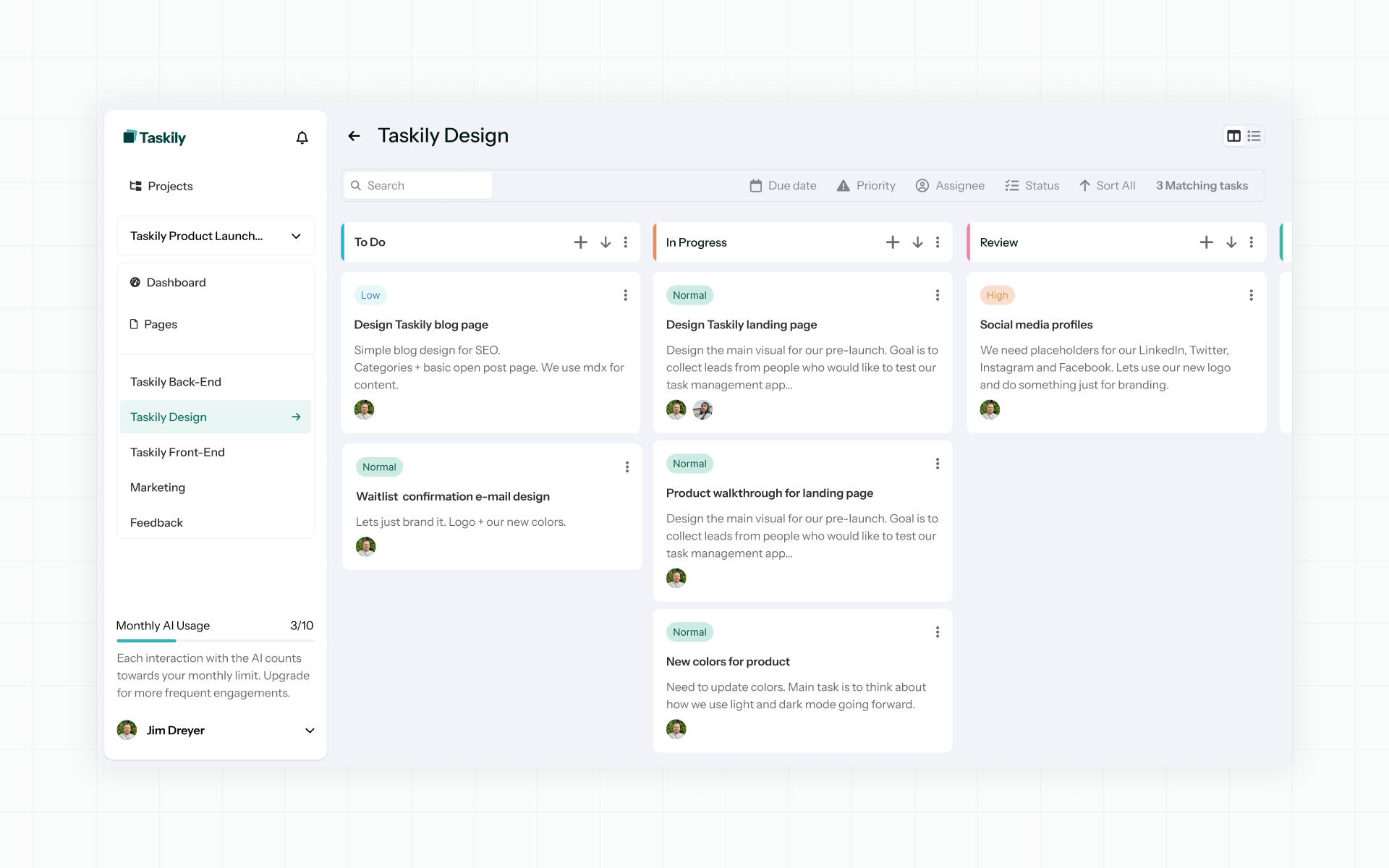 Taskily Design Sprint - View 1