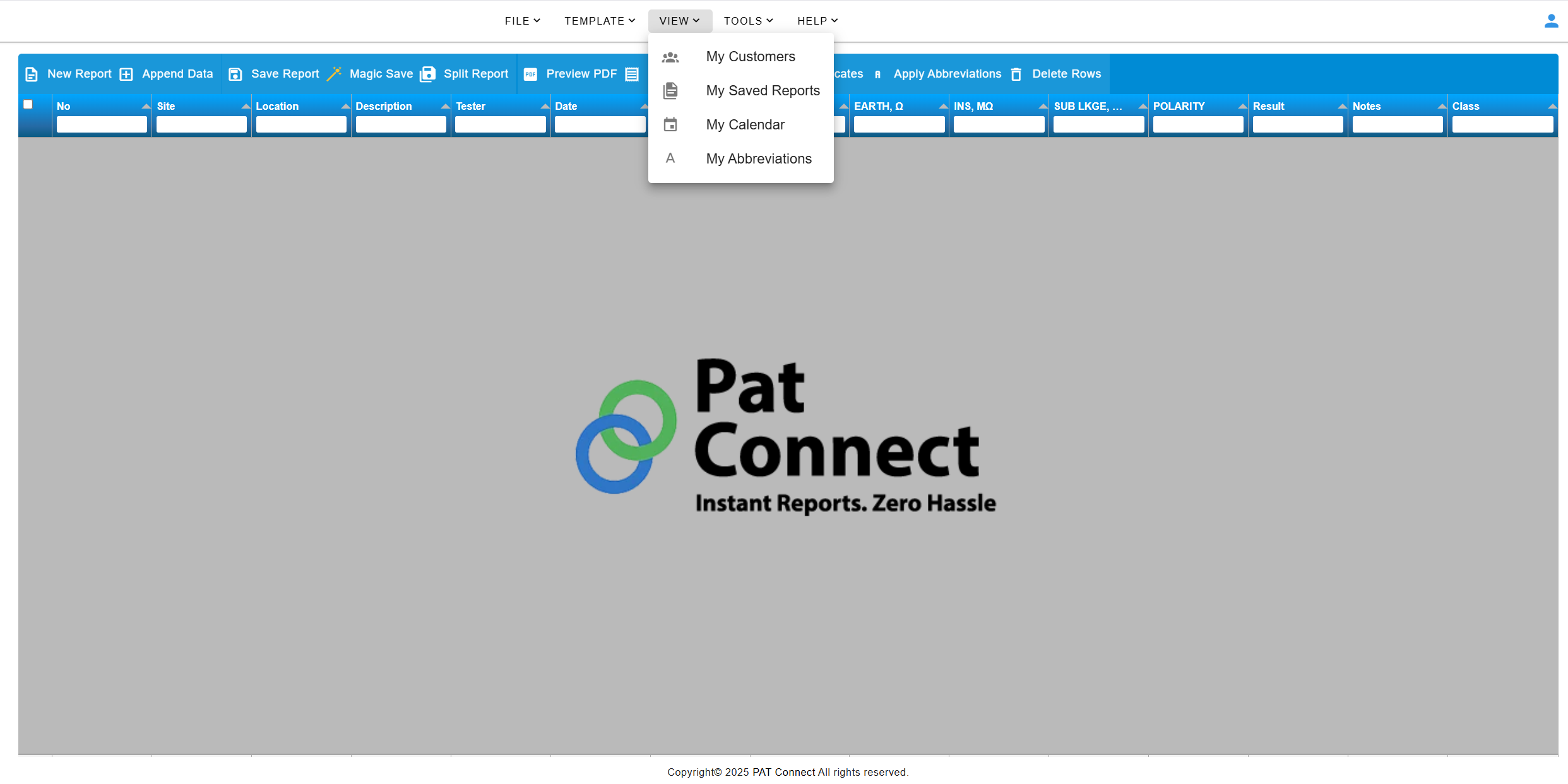 Cloud Based PAT Testing Software - View 1