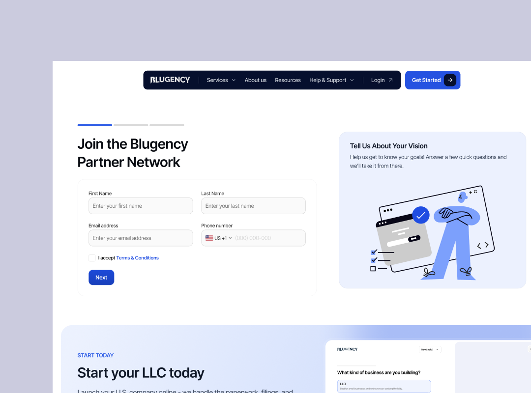Blugency - Website Design - View 2