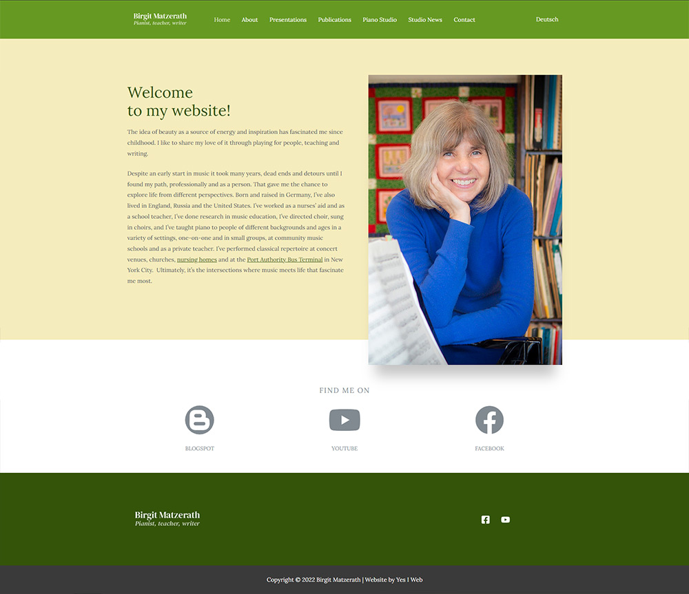 Multi-lingual website for a piano teacher - View 2