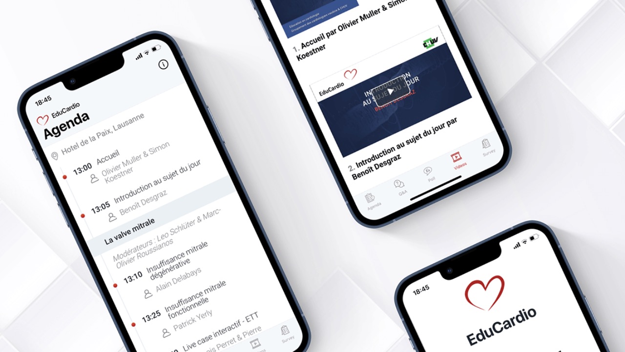 Cardiology education event mobile app
